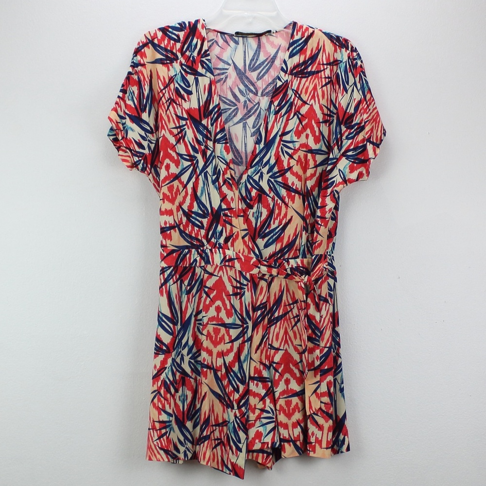 Zara Basic palm crossover wrap dress romper